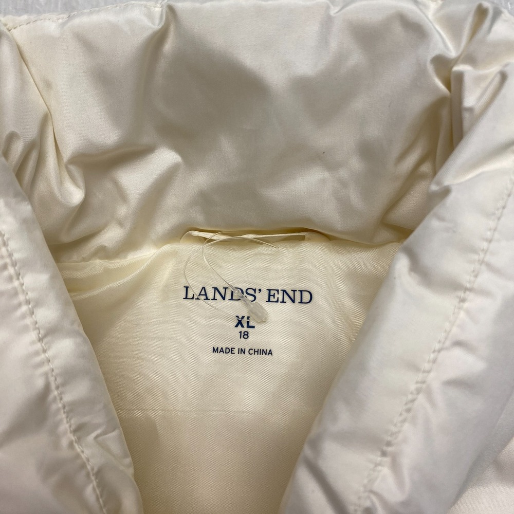 Lands' End Down Filled Puffer Vest Womens XL Cream Softshell Full Zip Outdoor - Picture 4 of 12